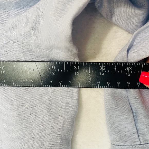 NEW DKNY Linen Blend Light Blue Button Up Blouse Top Plus Size 3X - Picture 5 of 6